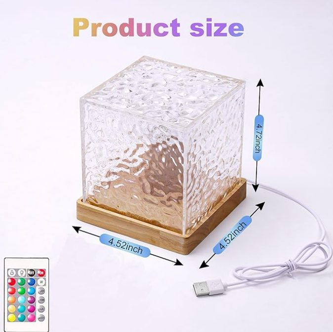 Dynamic Rotating Water Ripple Projector – 16-Color Flame Crystal Lamp