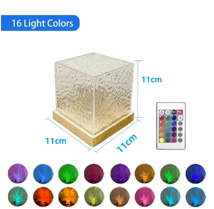 Dynamic Rotating Water Ripple Projector – 16-Color Flame Crystal Lamp