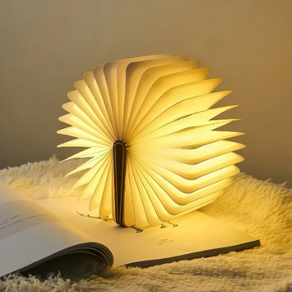 LED Wooden Book Lamp – USB Bedside Table Lamp