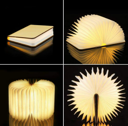 LED Wooden Book Lamp – USB Bedside Table Lamp