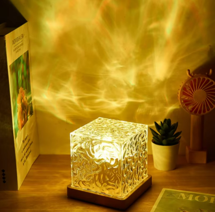 Dynamic Rotating Water Ripple Projector – 16-Color Flame Crystal Lamp