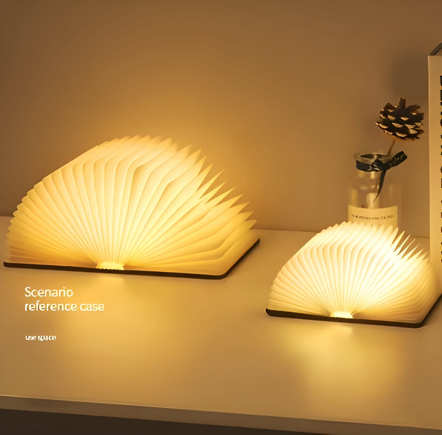 LED Wooden Book Lamp – USB Bedside Table Lamp