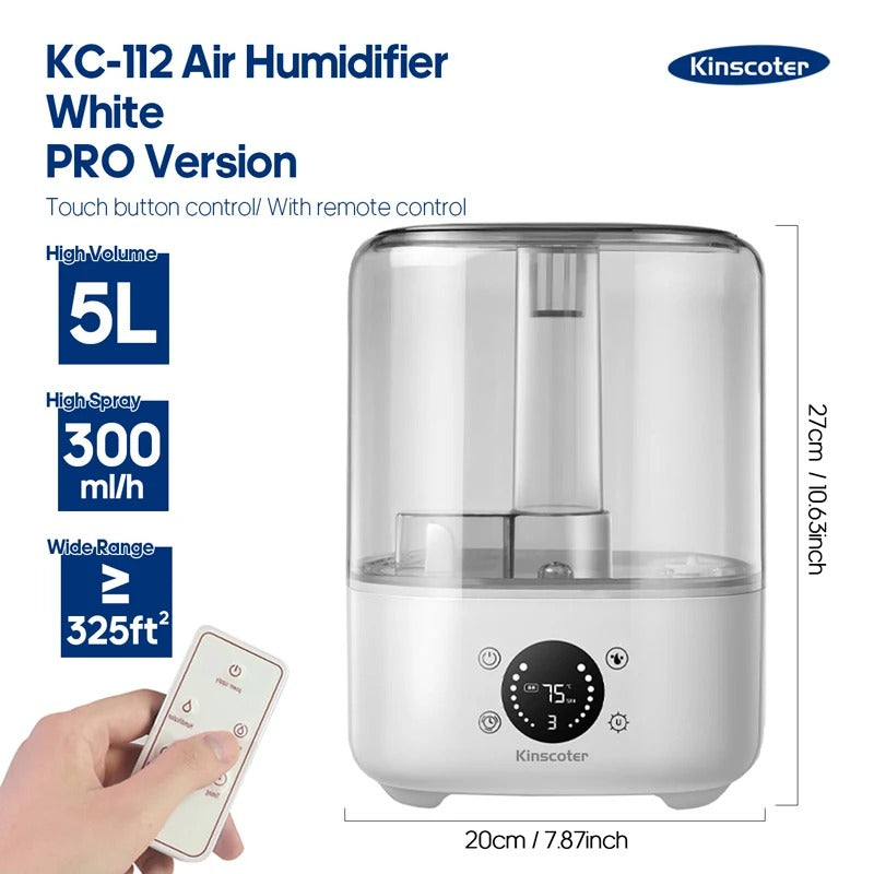 The KINSCOTER 3L Air Humidifier is a large-capacity humidifier ideal for homes and offices, featuring the following: