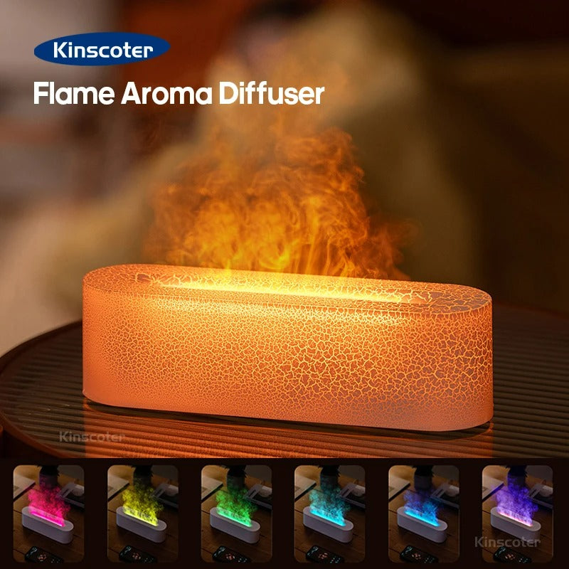 KINSCOTER RGB Flame Aroma Diffuser & Air Humidifier – Ultrasonic Cool Mist Maker