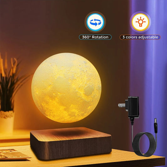 Levitating Moon Lamp - Magnetic Floating Moon Lamp, Spinning Luna Night Light with 3 Color Modes, for Home Office Desk Decor