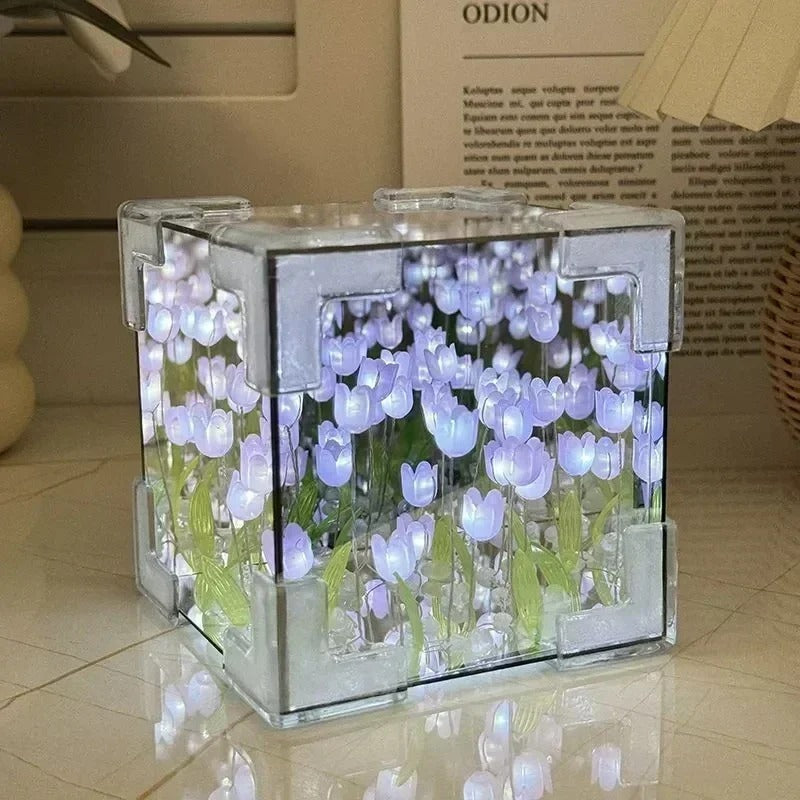 "Creative DIY Tulip Flower Sea Cube 3D Night Lamp Kit - M size