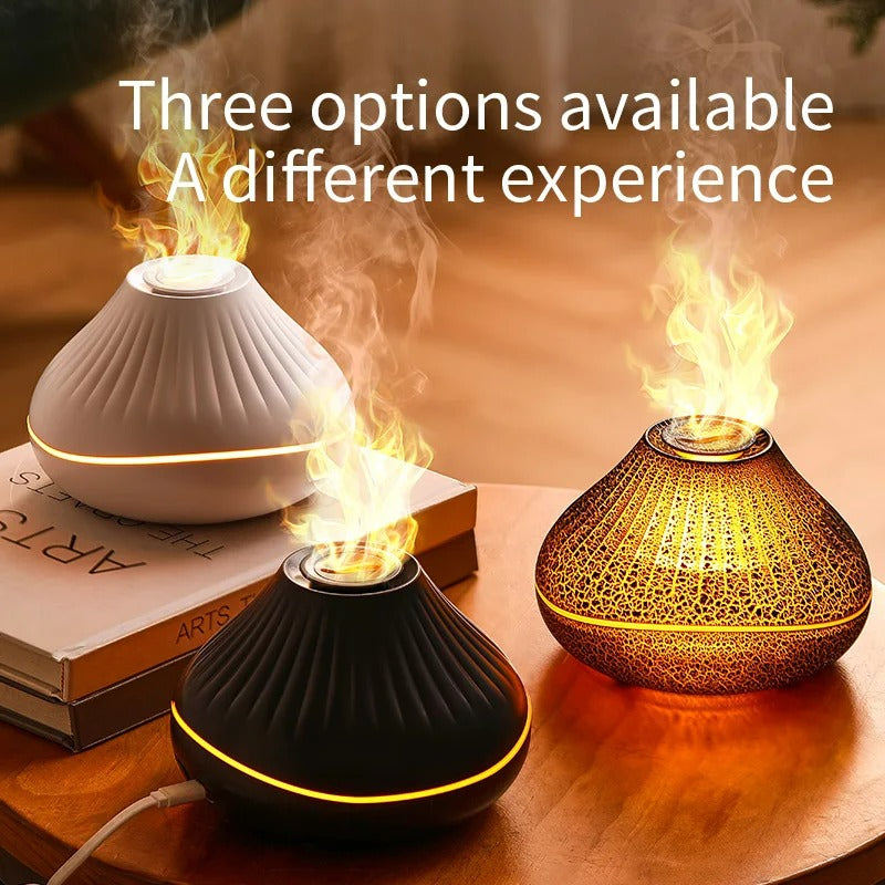 Volcanic Aroma Diffuser Essential Oil Lamp 160ml USB Portable Air Humidifier with Color Flame Night Light