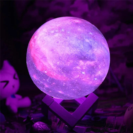 3D Printed Moon Lamp - 16 Colors LED Remote Night Light