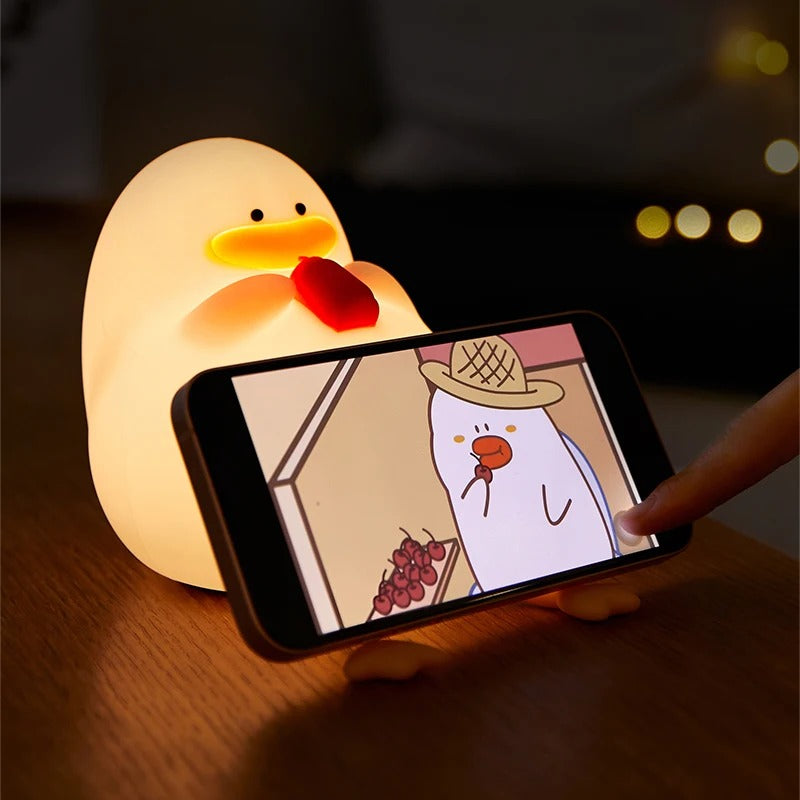 LED Night Light Rechargeable Duck Night Lamp – Dimmable Silicone Bedside Nightlight