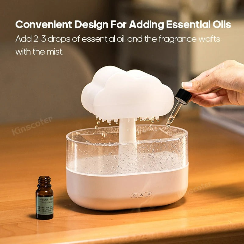 KINSCOTER Rain Clouds Aroma Diffuser Zen Raindrops Air Humidifier Essential Oil Diffuser USB Desktop Ultrasonic Sprayer