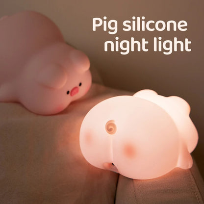 "Silicone Night Light Piggy Pat Lamp