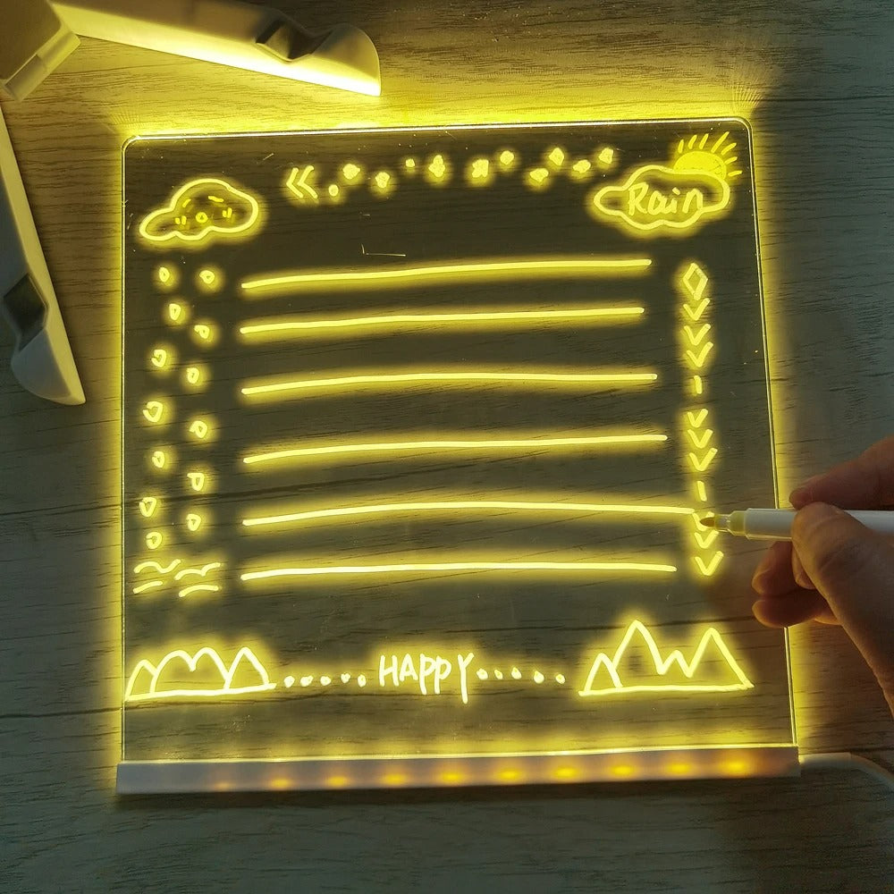 "Personalized LED Erasable Message Board for Kids – Creative Drawing Board & Night Light – Perfect Birthday Gift"