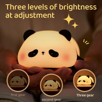 Panda LED Night Light – Cute Silicone USB Rechargeable Touch Lamp