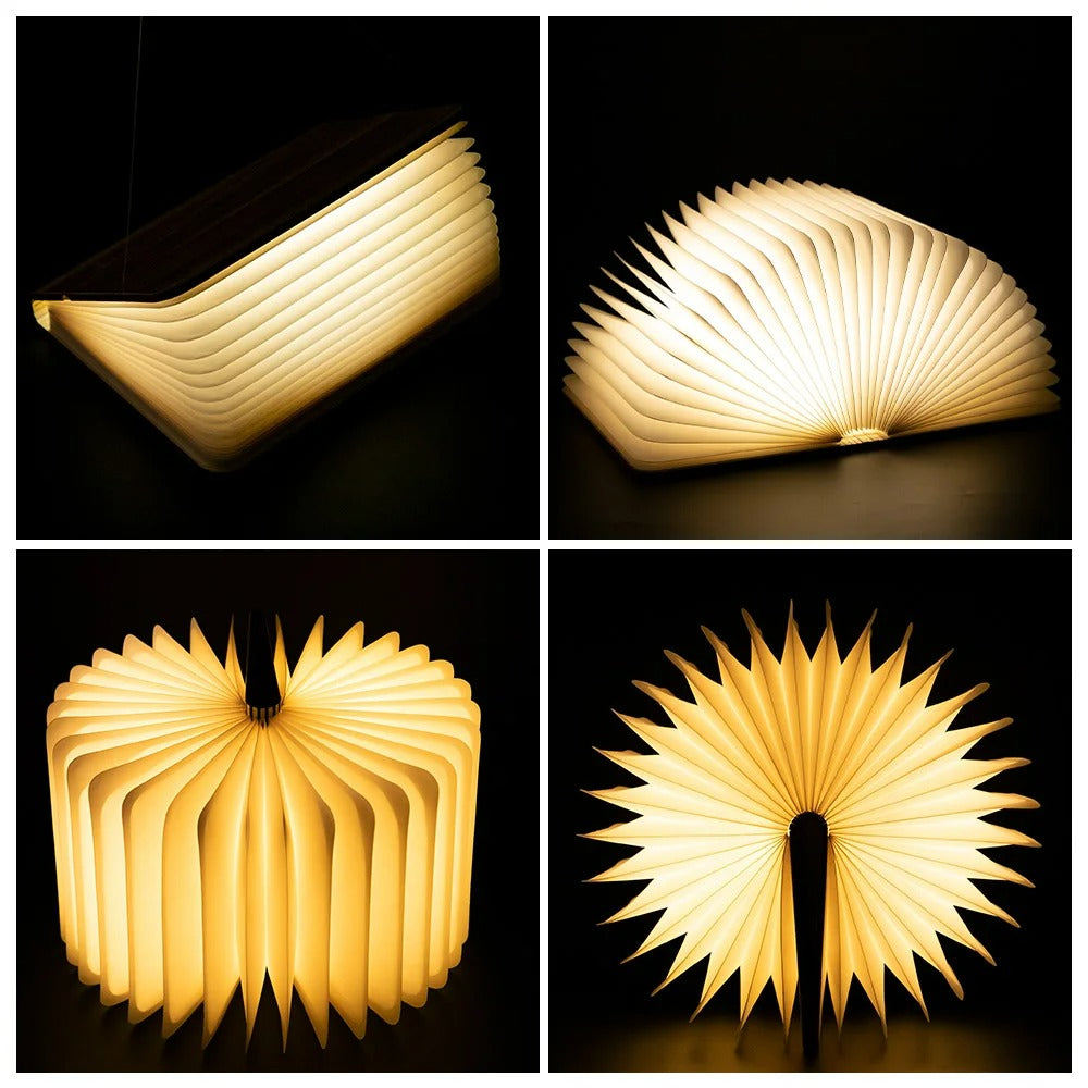 LED Wooden Book Lamp – USB Bedside Table Lamp