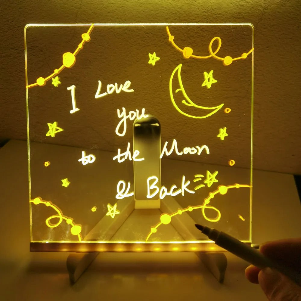 "Personalized LED Erasable Message Board for Kids – Creative Drawing Board & Night Light – Perfect Birthday Gift"