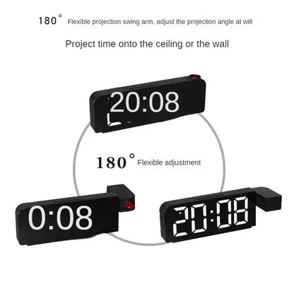 180° Rotation Digital Projection Alarm Clock with Night Mode