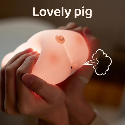 "Silicone Night Light Piggy Pat Lamp