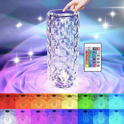 "Rechargeable 16-Color RGB Rose LED Night Light – Color Changing Crystal Touch Table Lamp"