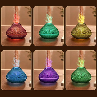 Volcanic Aroma Diffuser Essential Oil Lamp 160ml USB Portable Air Humidifier with Color Flame Night Light