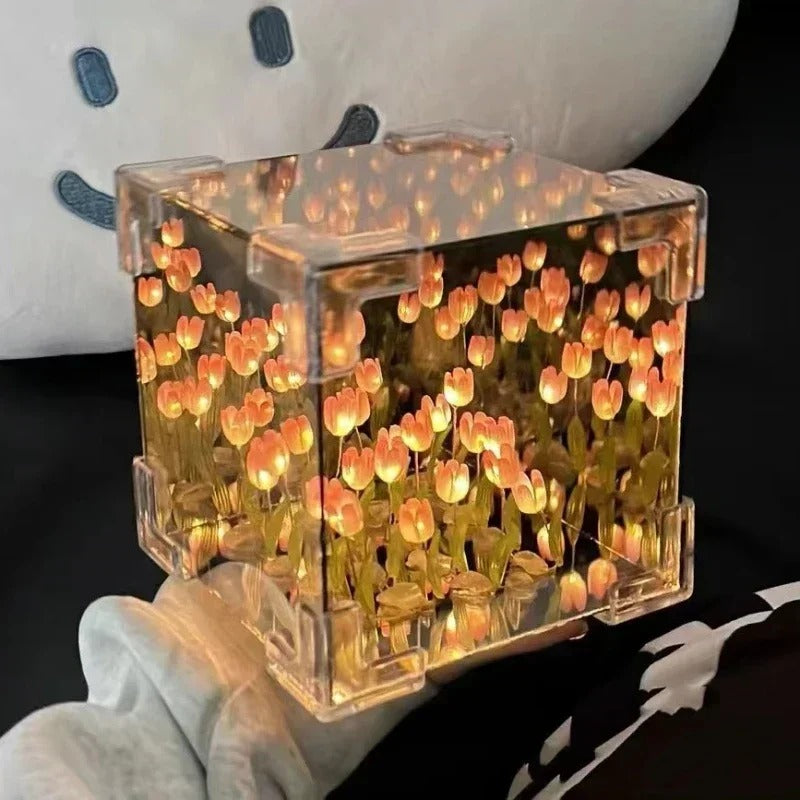 "Creative DIY Tulip Flower Sea Cube 3D Night Lamp Kit - M size