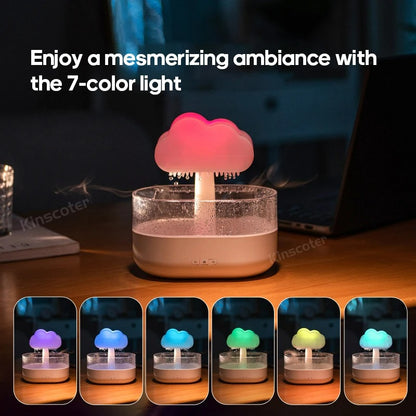 KINSCOTER Rain Clouds Aroma Diffuser Zen Raindrops Air Humidifier Essential Oil Diffuser USB Desktop Ultrasonic Sprayer