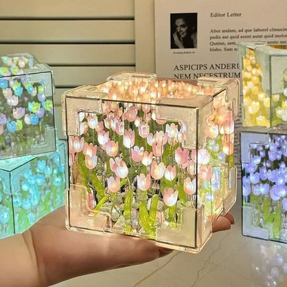 "Creative DIY Tulip Flower Sea Cube 3D Night Lamp Kit - M size