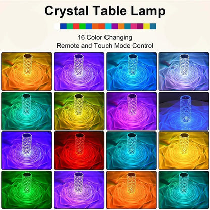 "Rechargeable 16-Color RGB Rose LED Night Light – Color Changing Crystal Touch Table Lamp"