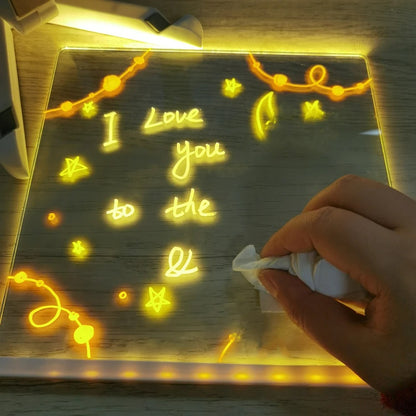 "Personalized LED Erasable Message Board for Kids – Creative Drawing Board & Night Light – Perfect Birthday Gift"