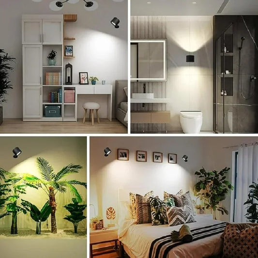 "Rechargeable LED Wall Light with 360° Rotation & Remote Control for Bedroom"