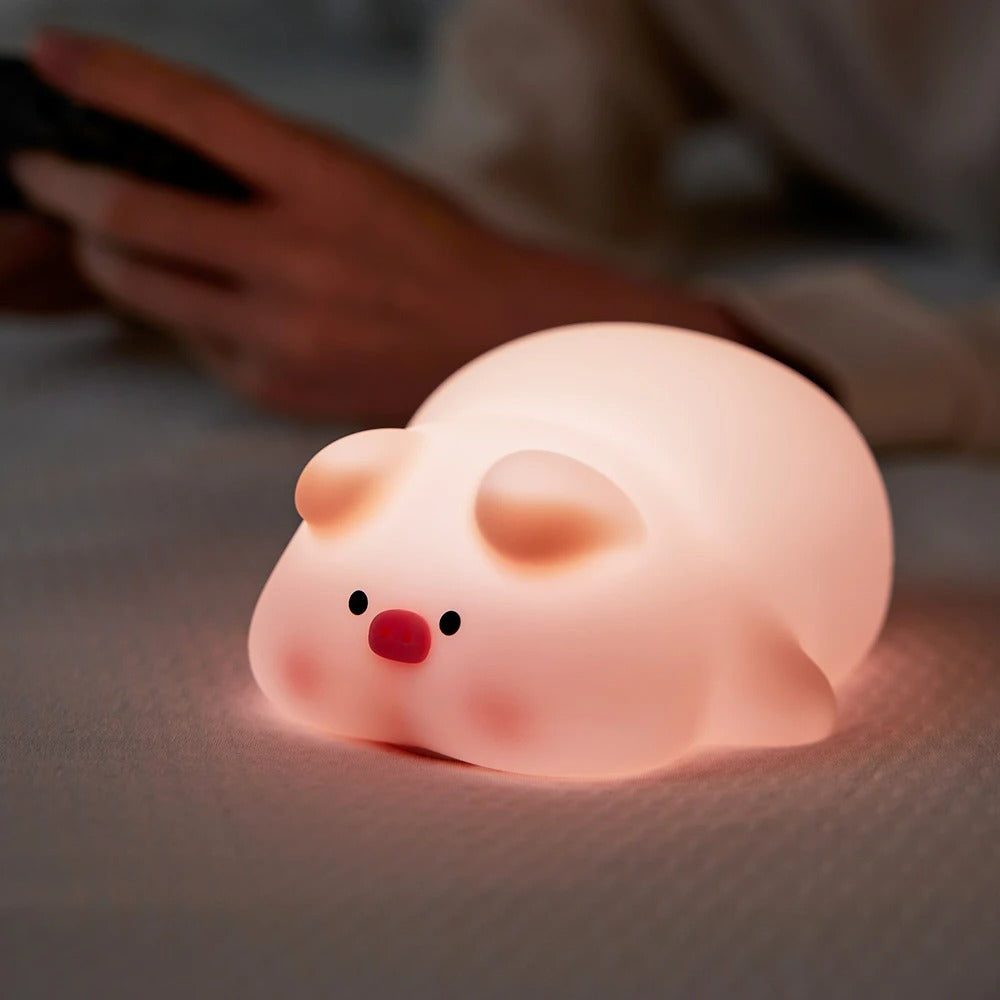 "Silicone Night Light Piggy Pat Lamp