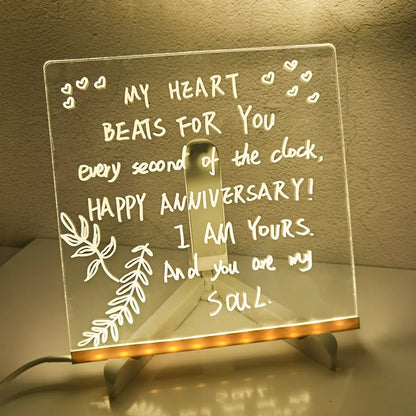 "Personalized LED Erasable Message Board for Kids – Creative Drawing Board & Night Light – Perfect Birthday Gift"