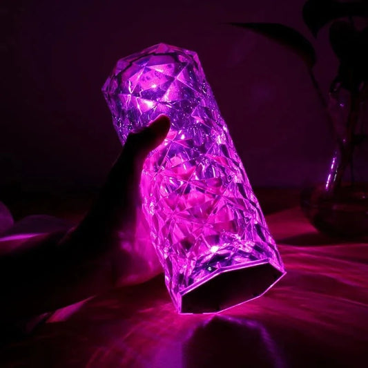 "Rechargeable 16-Color RGB Rose LED Night Light – Color Changing Crystal Touch Table Lamp"