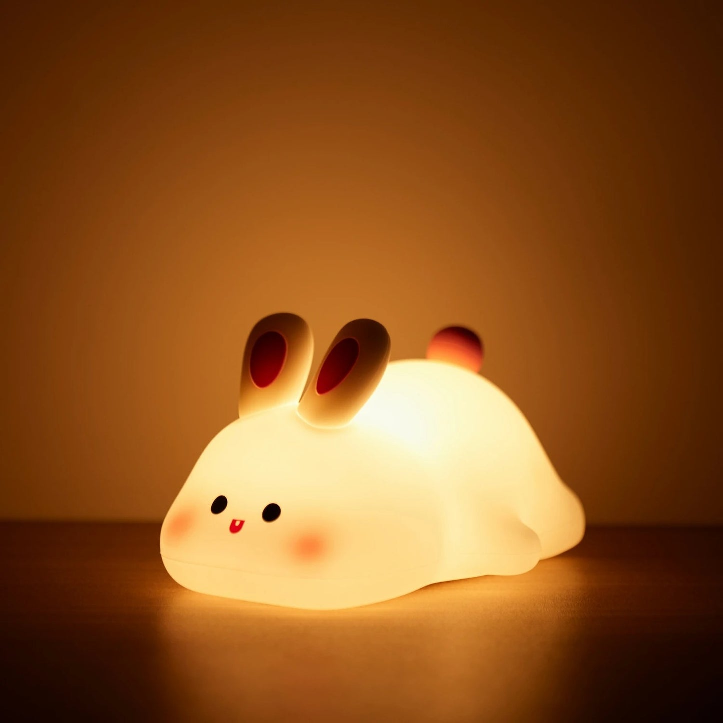 LED Night Light - Cute Rabbit Silicone Lamp, Dimmable & USB Rechargeable