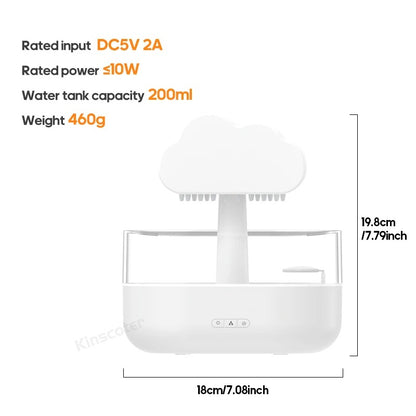 KINSCOTER Rain Clouds Aroma Diffuser Zen Raindrops Air Humidifier Essential Oil Diffuser USB Desktop Ultrasonic Sprayer