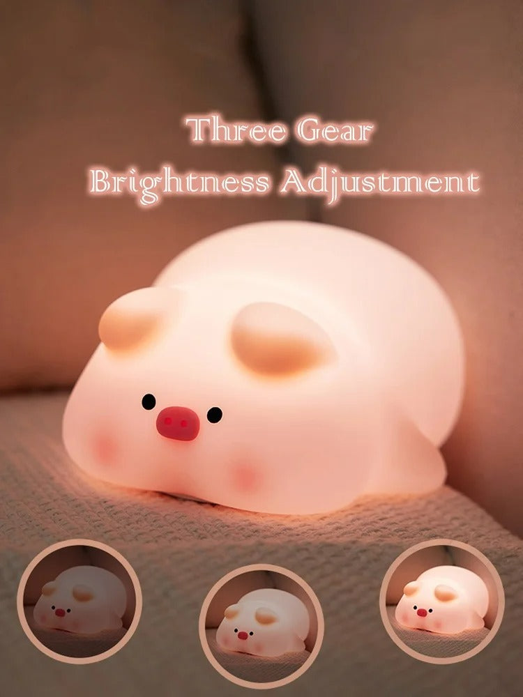 "Silicone Night Light Piggy Pat Lamp