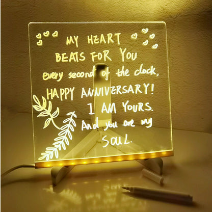 "Personalized LED Erasable Message Board for Kids – Creative Drawing Board & Night Light – Perfect Birthday Gift"