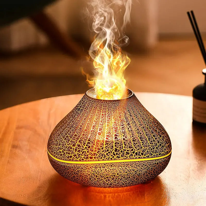 Volcanic Aroma Diffuser Essential Oil Lamp 160ml USB Portable Air Humidifier with Color Flame Night Light