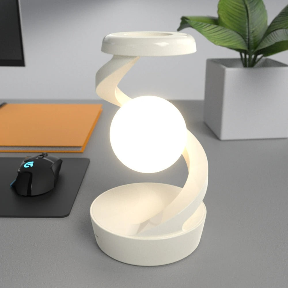 Creative Table Lamp – Floating Lamp with 15W Wireless Charger & RGB Light.