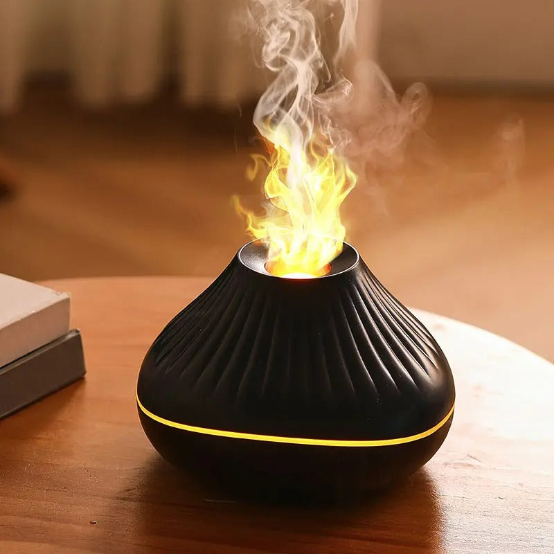 Volcanic Aroma Diffuser Essential Oil Lamp 160ml USB Portable Air Humidifier with Color Flame Night Light