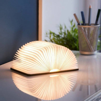 LED Wooden Book Lamp – USB Bedside Table Lamp