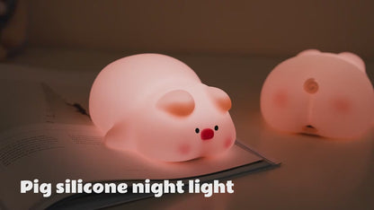 "Silicone Night Light Piggy Pat Lamp