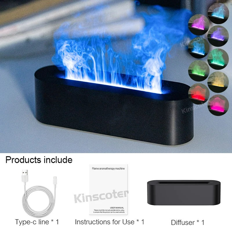 KINSCOTER RGB Flame Aroma Diffuser & Air Humidifier – Ultrasonic Cool Mist Maker