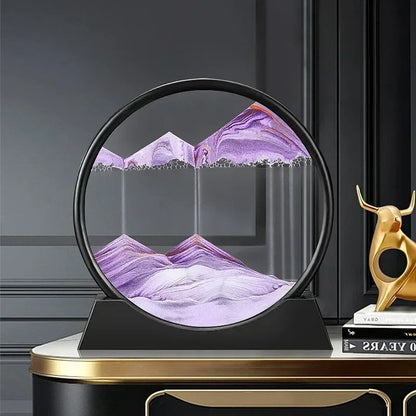 "3D Moving Sand Art Picture – Round Glass Deep Sea Sandscape Hourglass Quicksand Craft (M-SIZE)