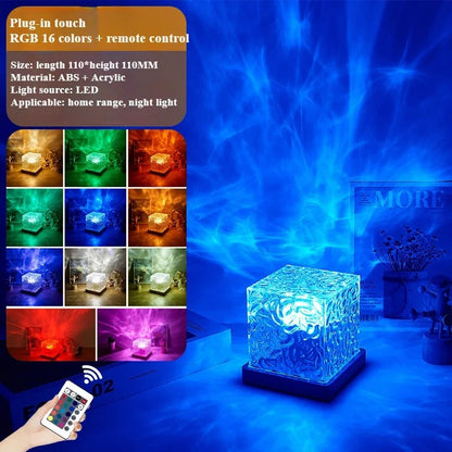 Dynamic Rotating Water Ripple Projector – 16-Color Flame Crystal Lamp