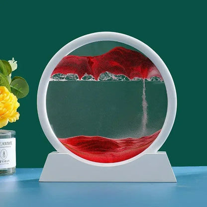 "3D Moving Sand Art Picture – Round Glass Deep Sea Sandscape Hourglass Quicksand Craft (M-SIZE)