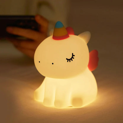 NEW Kawaii Night Light – Cartoon Dog, Cat & Duck Silicone USB Rechargeable Night Lamp